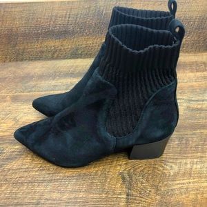 Kensie black suede ankle sock boots pointy toe
